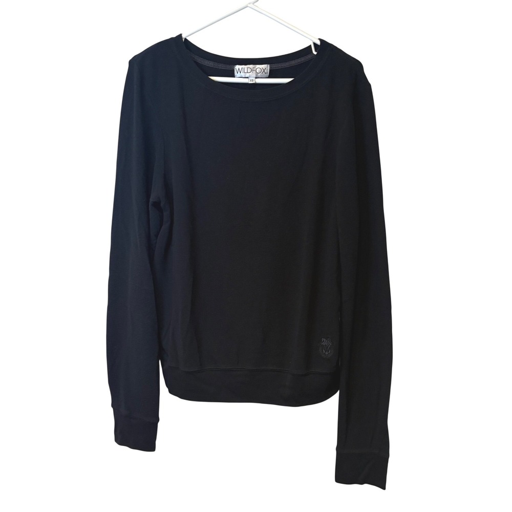 WILDFOX Black Crewneck Long Sleeve Sweatshirt‎ Top XS Cozy Casual
